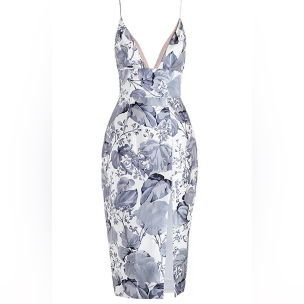 Zimmermann Gray and White Floral Midi Dress